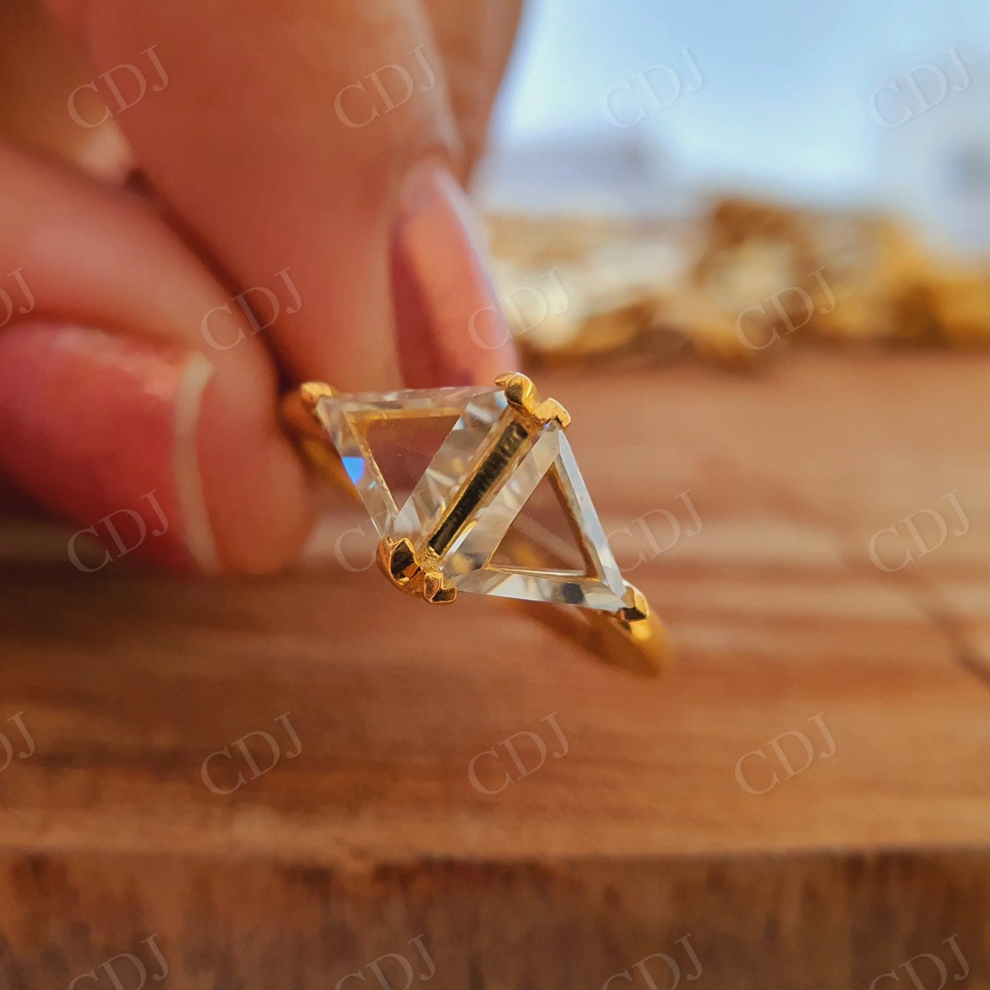 1.35CTW Triangle Cut Moissanite Engagement Ring customdiamjewel