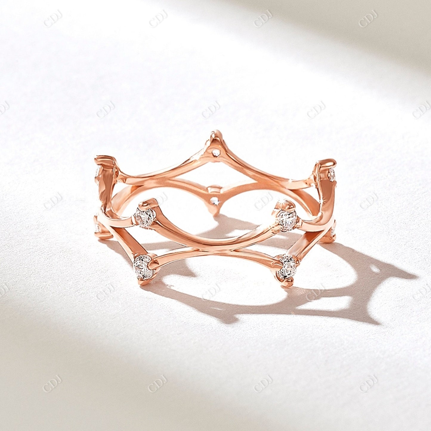 0.20CTW Round Real Diamond Crown Set Wedding Band customdiamjewel 10KT Rose Gold VVS-EF