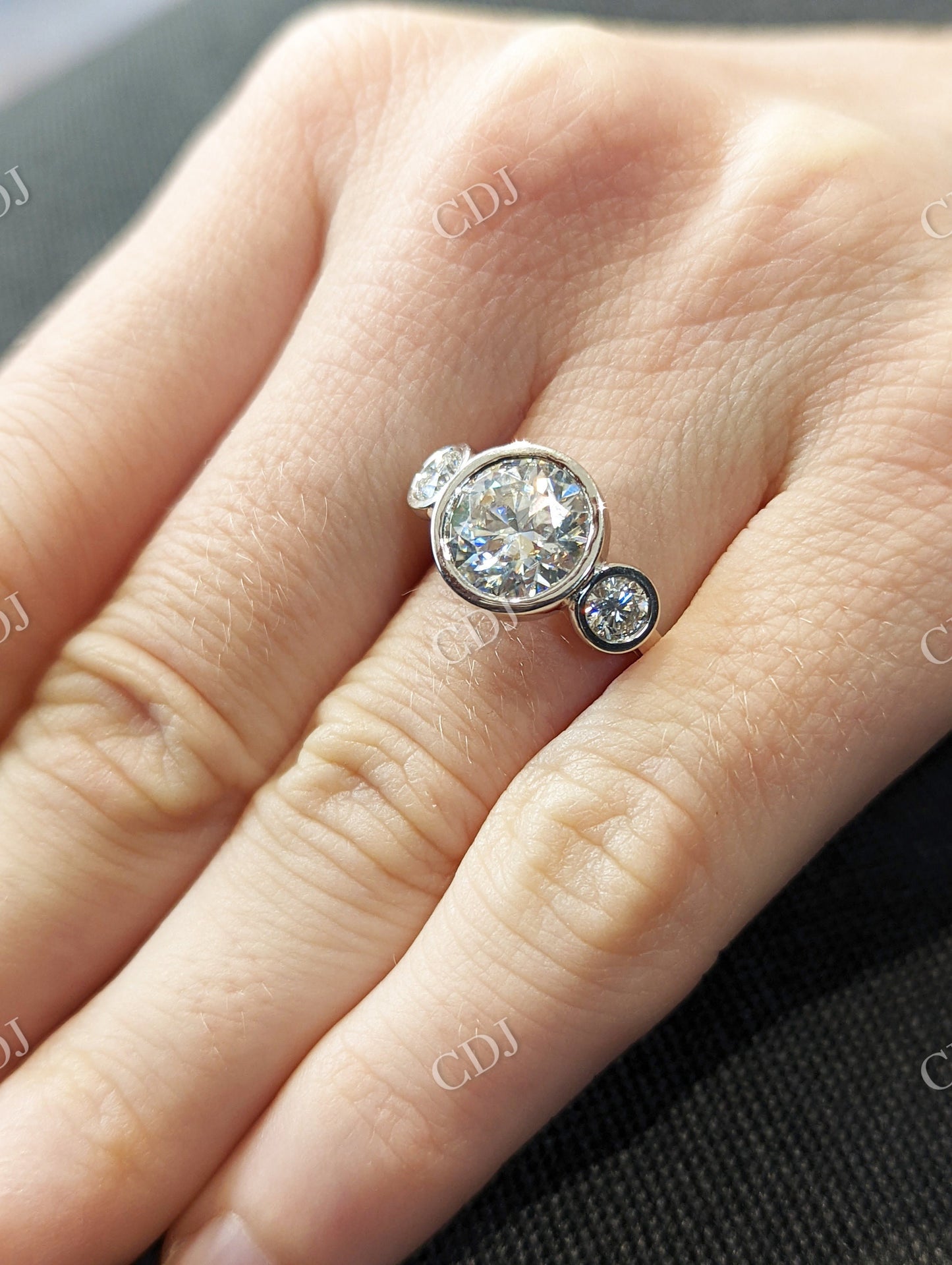 Colorless Round Colorless Moissanite Bezel Set Ring customdiamjewel