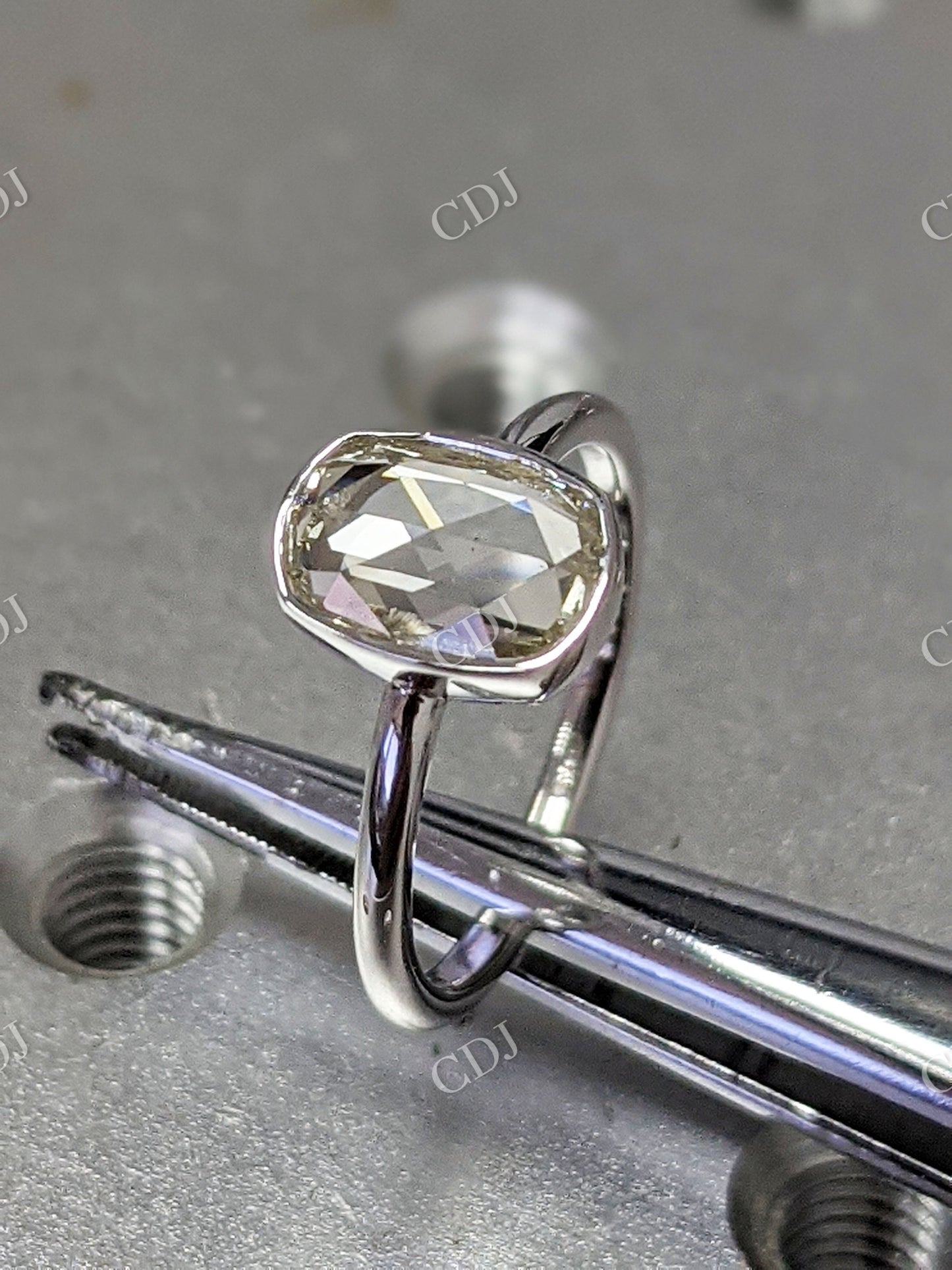 Antique 1.5 CT Rose Cut Moissanite Engagement Ring customdiamjewel