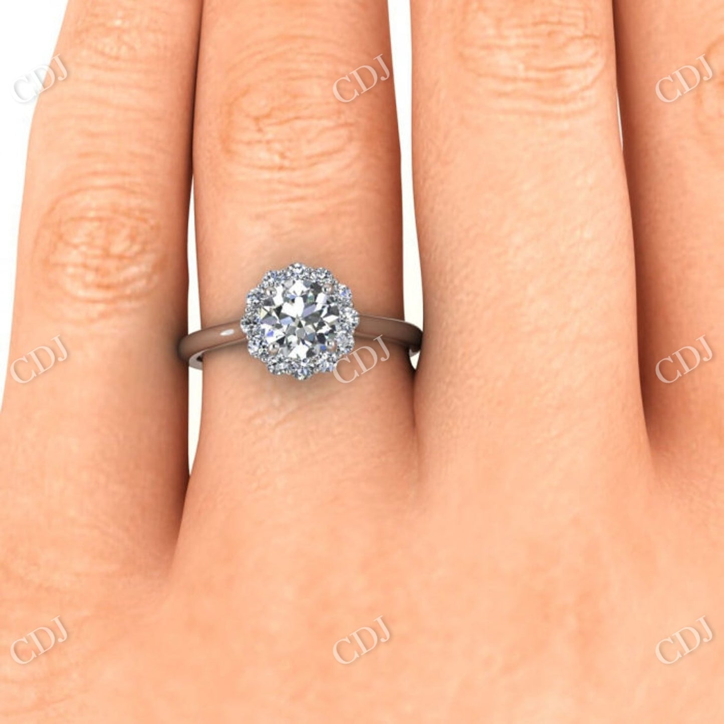 White Gold Open Halo Moissanite Ring customdiamjewel