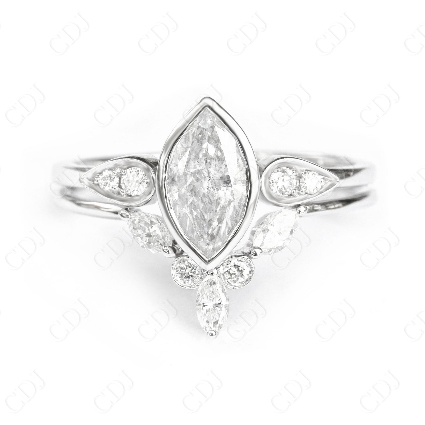 Delicate 0.18CTW Marquise Moissanite Thin Wedding Band customdiamjewel
