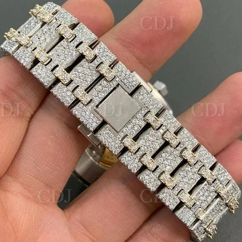 Two Tone Moissanite Diamond Iced Out Wrist Watch customdiamjewel