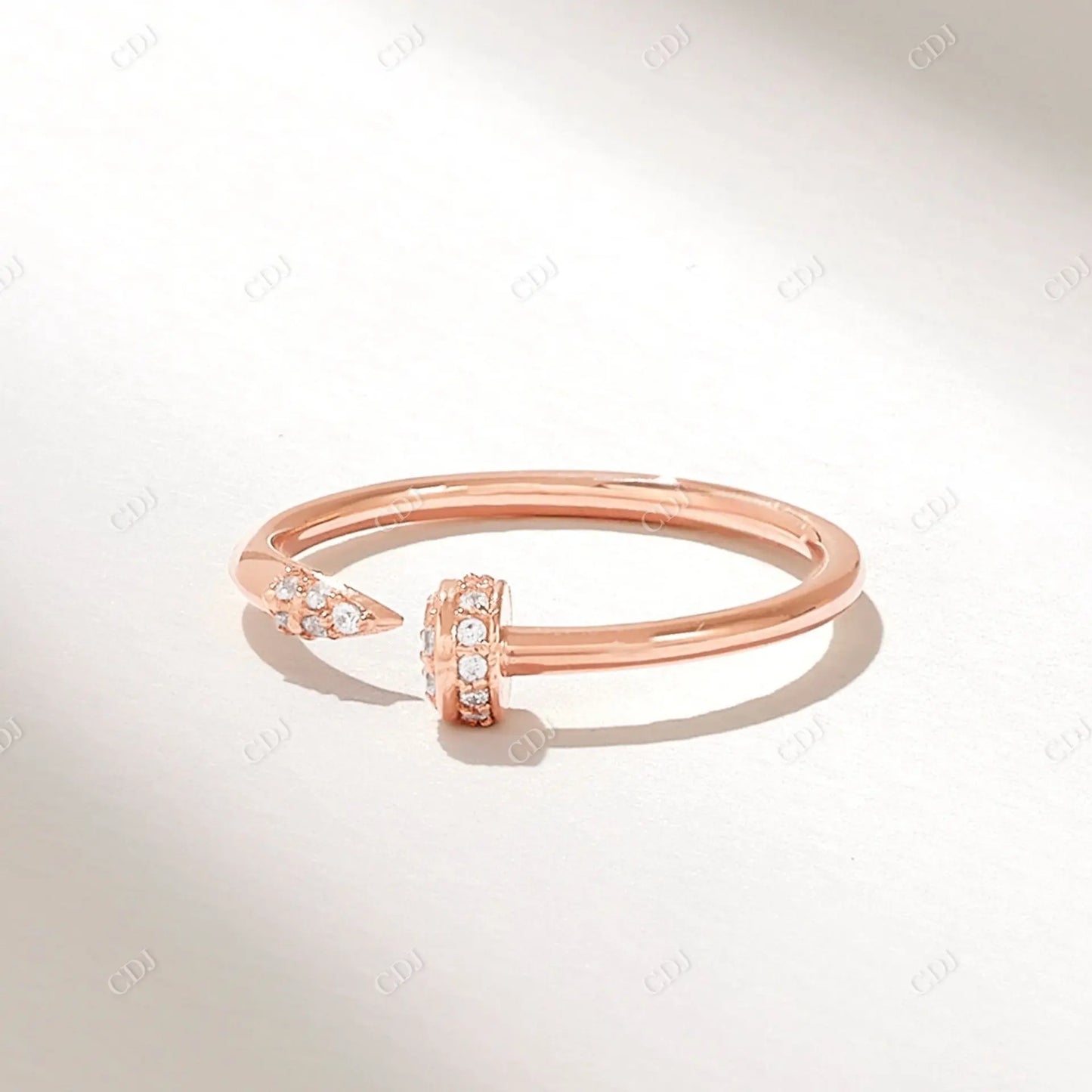 Antique Lab Grown Diamond 0.11CTW Round Open Screw Ring customdiamjewel 10KT Rose Gold VVS-EF