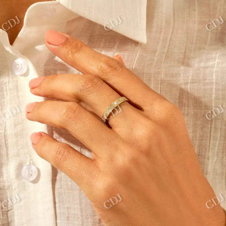 0.40CTW Criss Cross Round Cut Lab Grown Diamond Wedding Band customdiamjewel