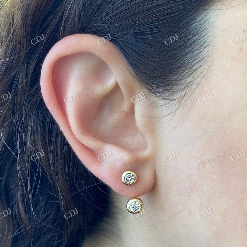 Round Cut Moissanite Twin Diamonds Earrings For Women customdiamjewel