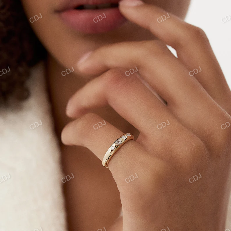 Flush Set Marquise Round Diamond Dome Wedding Band customdiamjewel