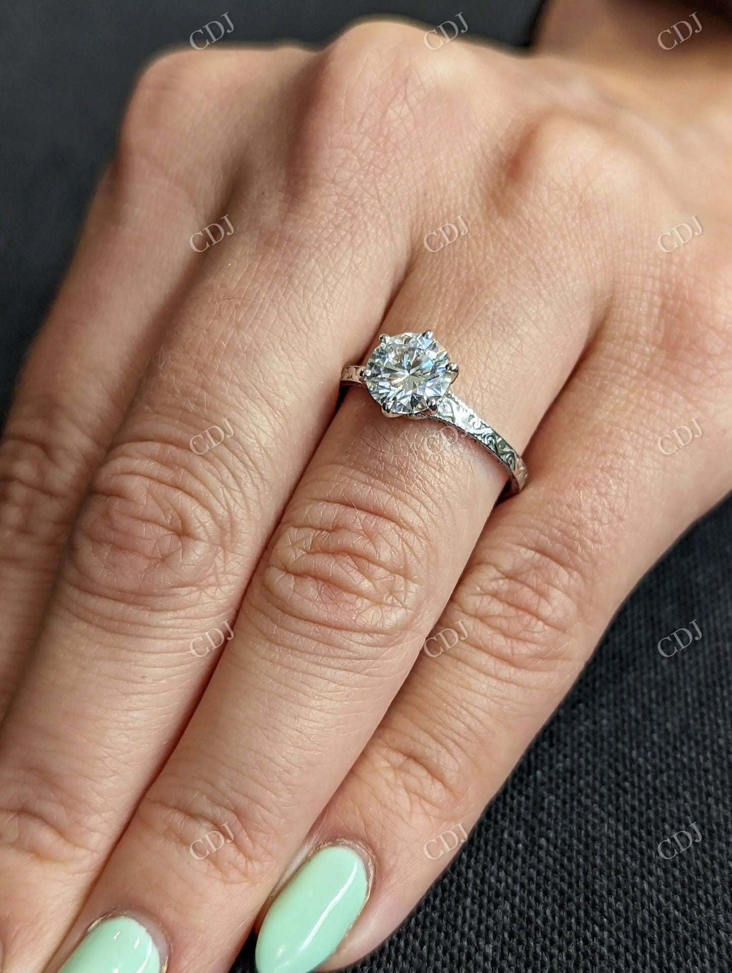 1.5CT Round Cut Moissanite Colorless Ring customdiamjewel