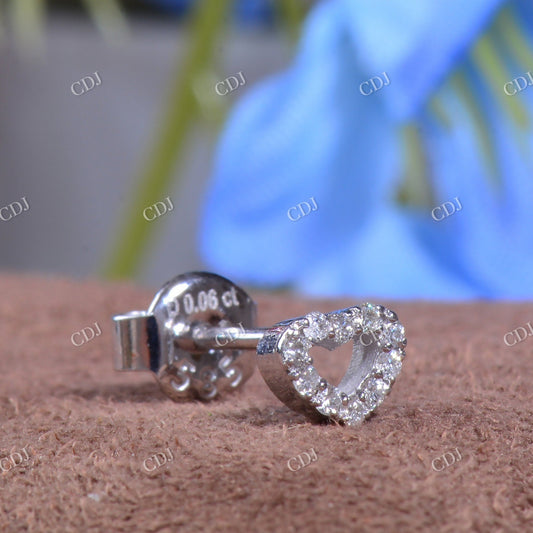 Moissanite Heart Cut Minimalist Stud Diamond Earrings  customdiamjewel Sterling Silver White Gold VVS-EF