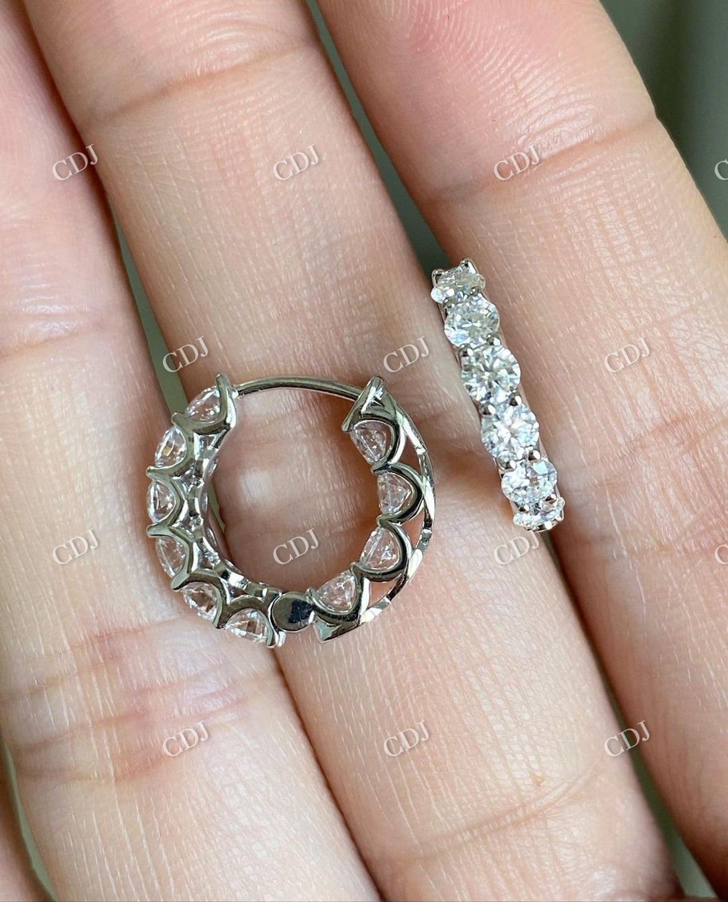 14K White Gold Round Cut Colorless Moissanite Wedding Earring customdiamjewel