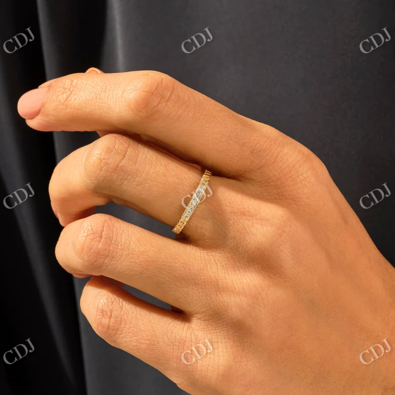 0.07CTW Cuban Link Chain Set Diamond Unique Wedding Band customdiamjewel