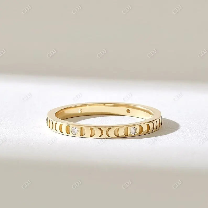 0.12CTW Round Bezel Lab Grown Diamond Moon Wedding Band customdiamjewel