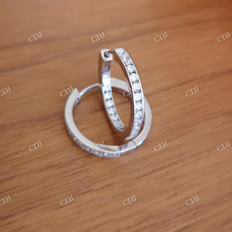 1.00CT Moissanite Hoop Diamond Earrings customdiamjewel