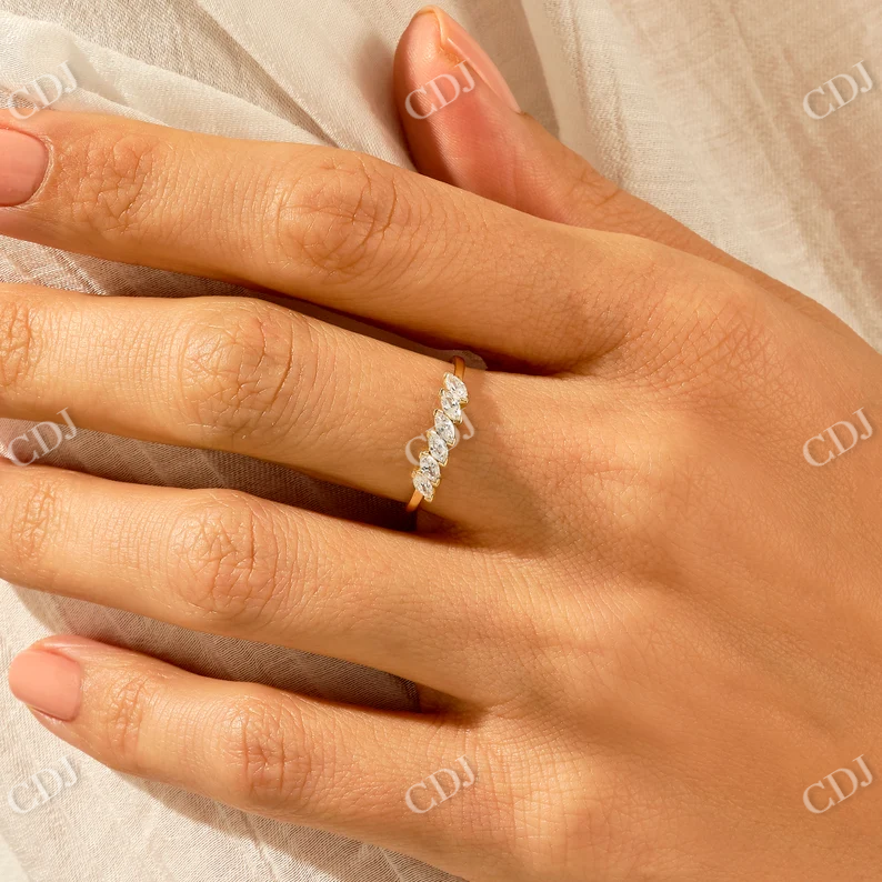 0.32CTW Six Lab Grown Marquise Diamond Wedding Band customdiamjewel
