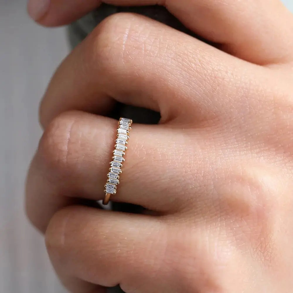 0.24CTW Baguette Cut Half Eternity Wedding Ring customdiamjewel