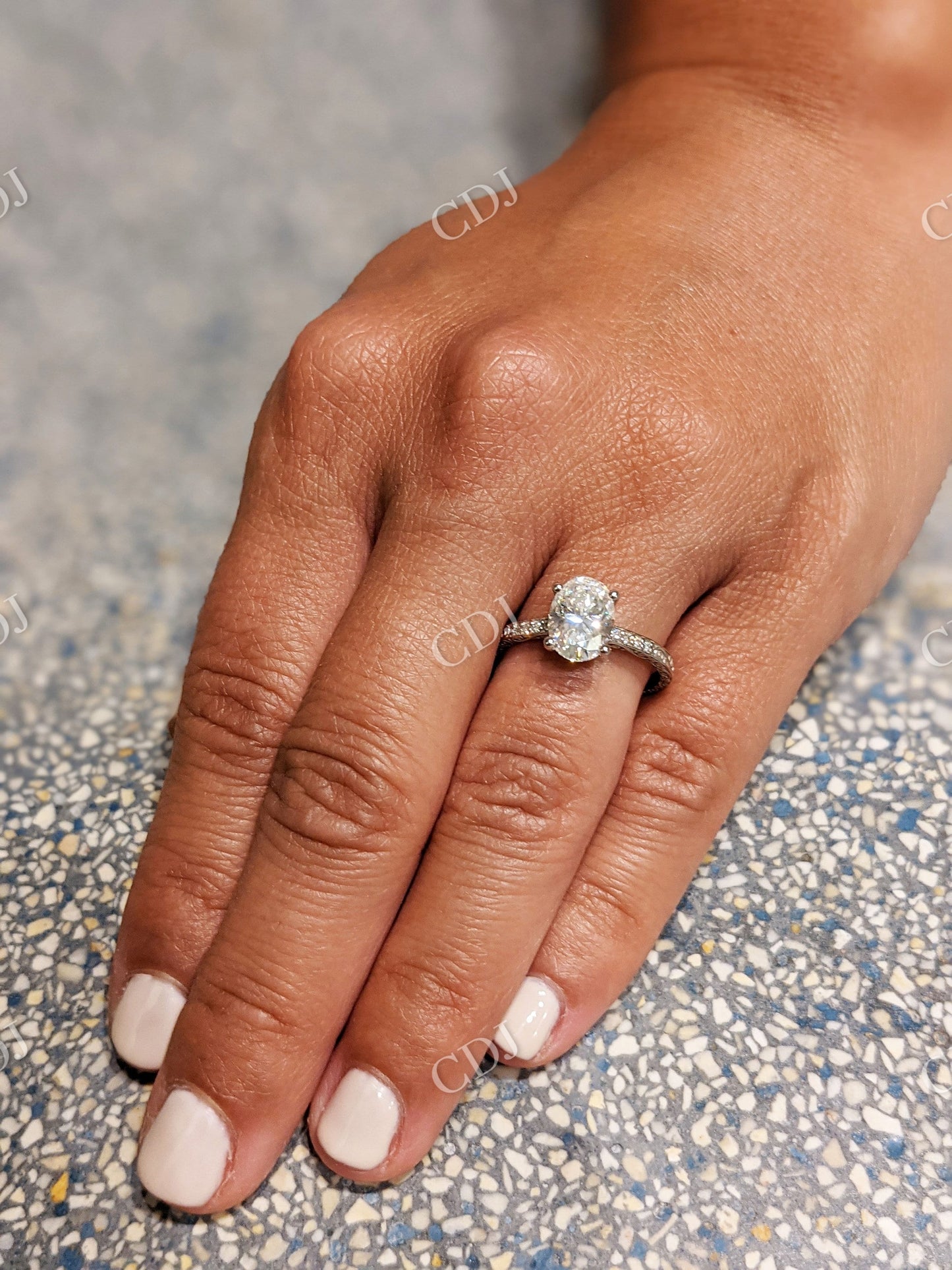 Filigree Oval Cut Moissanite Solitaire Wedding Ring customdiamjewel