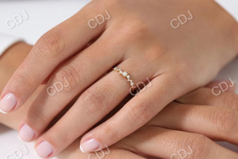 0.23CTW Zig Zag Cluster Round Diamond Gold Wedding Band customdiamjewel