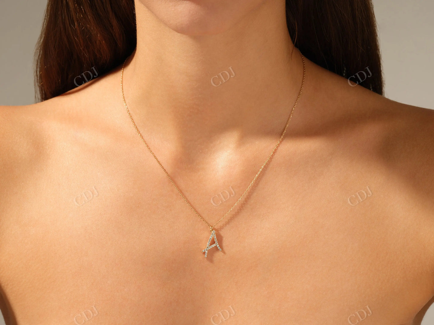 0.26CTW Round Moissanite Cursive Initial Necklace customdiamjewel