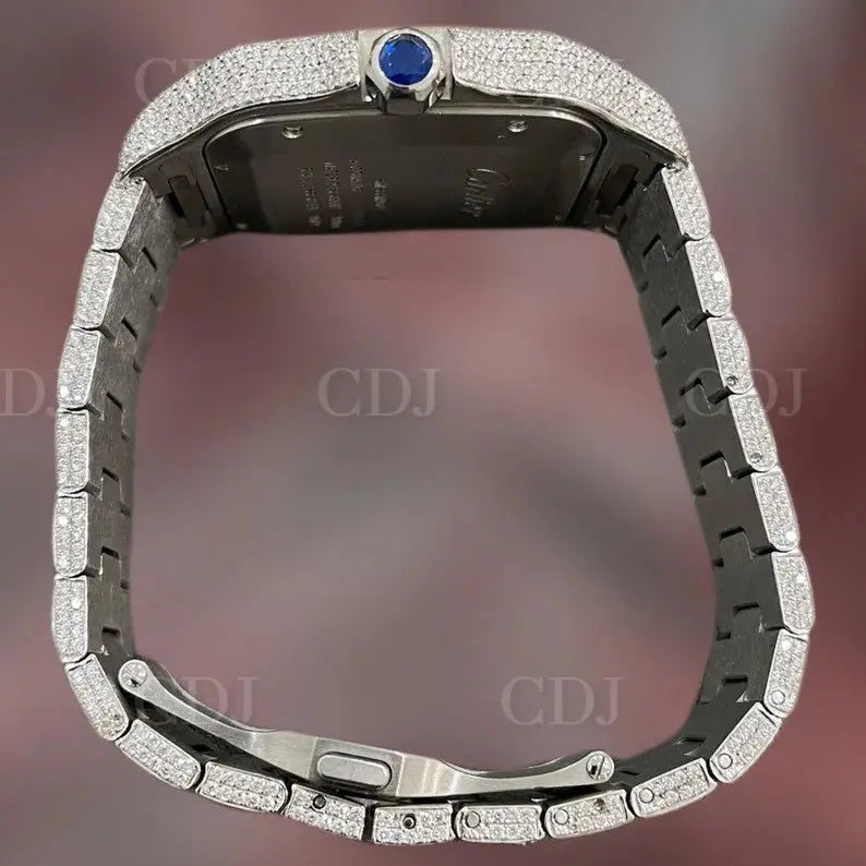 Fully Iced Out Two Tone Rambo Dial Cartier Watch customdiamjewel