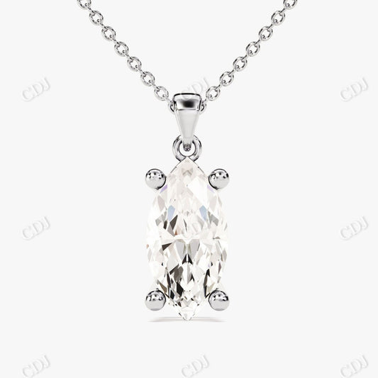 1.0CTW Marquise Cut Moissanite Solitaire Necklace  customdiamjewel 10KT White Gold VVS-EF