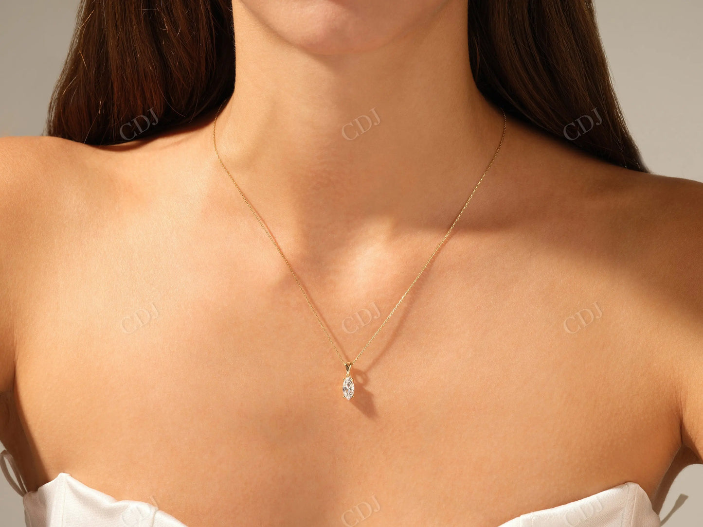 1.0CTW Marquise Cut Moissanite Solitaire Necklace customdiamjewel