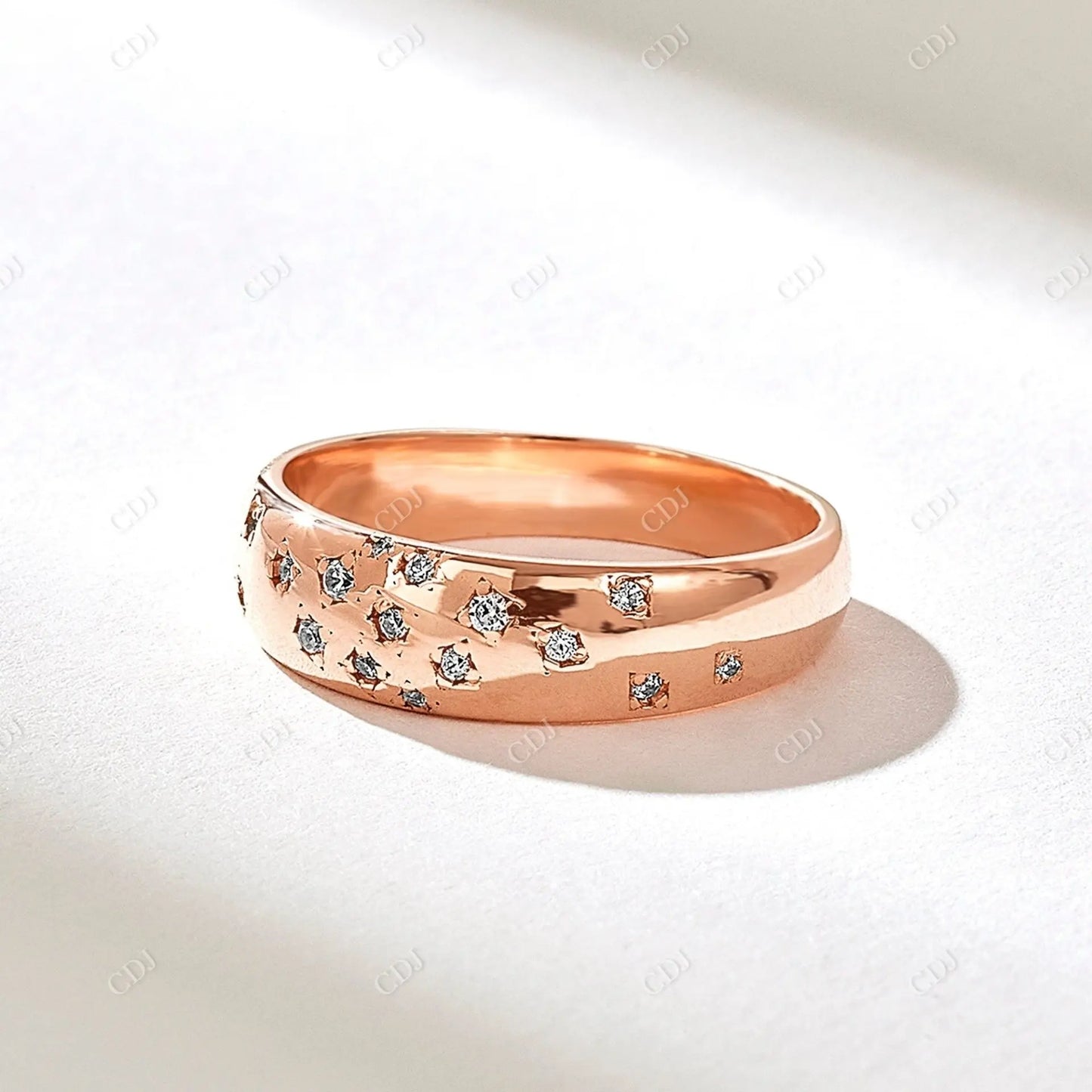 0.17CTW Round Lab Grown Diamond Celestial Gold Band customdiamjewel 10KT Rose Gold VVS-EF