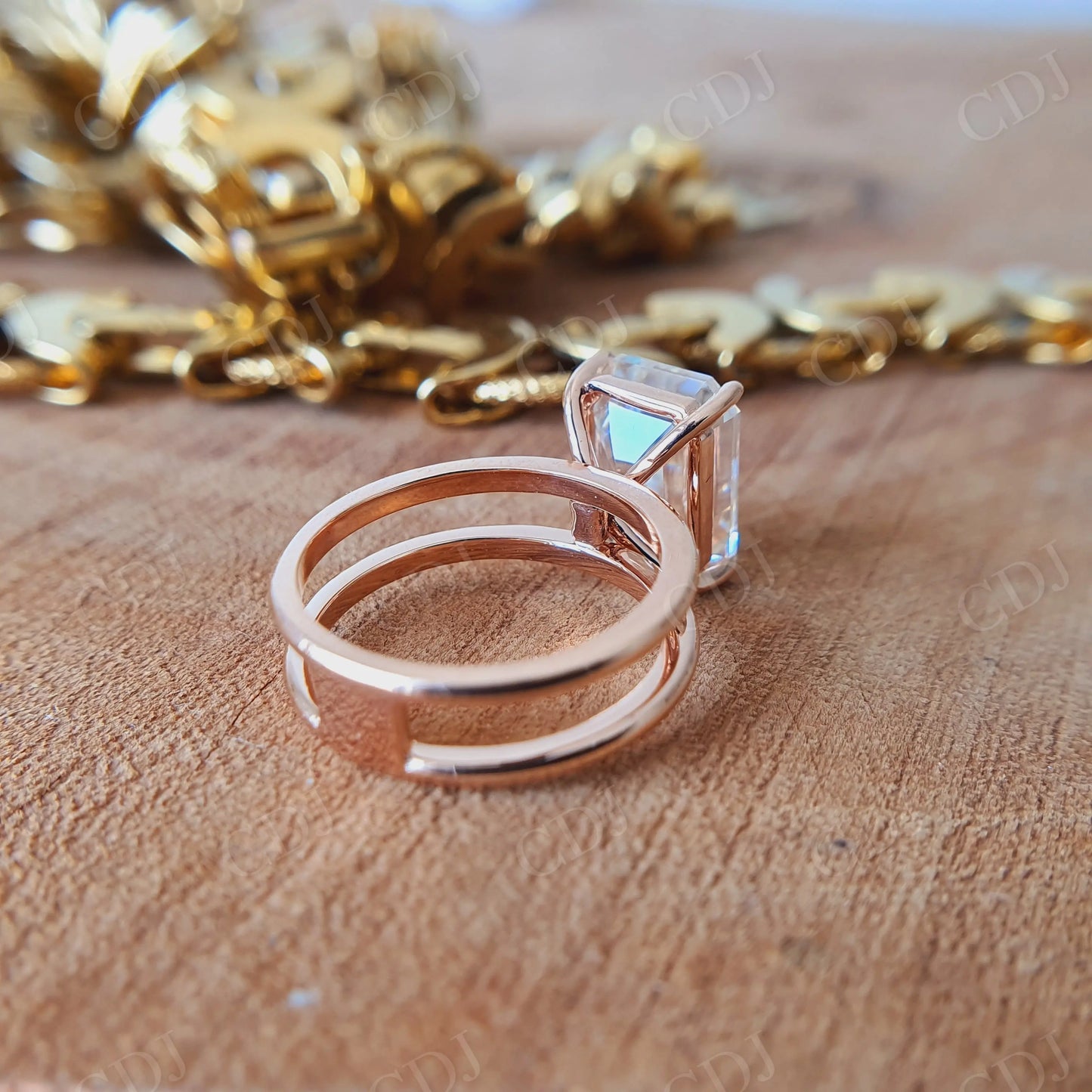 5.12CT Emerald Cut Moissanite Engagement Ring customdiamjewel