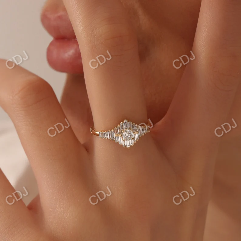 Art Deco Inspired Alternative Baguette Diamond Wedding Ring customdiamjewel