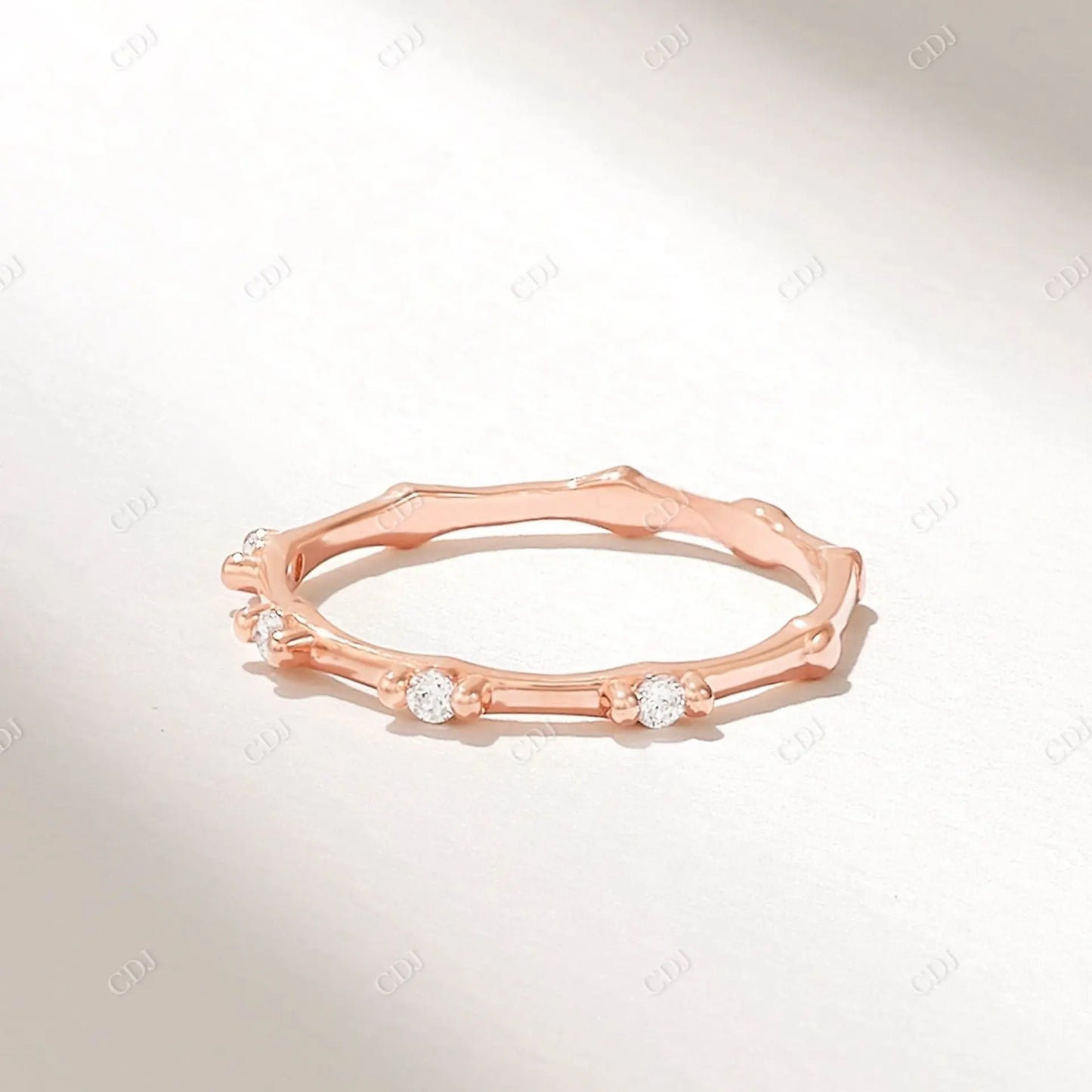 0.07CTW Round Cut Lab Grown Diamond Trendy Wedding Band customdiamjewel 10KT Rose Gold VVS-EF
