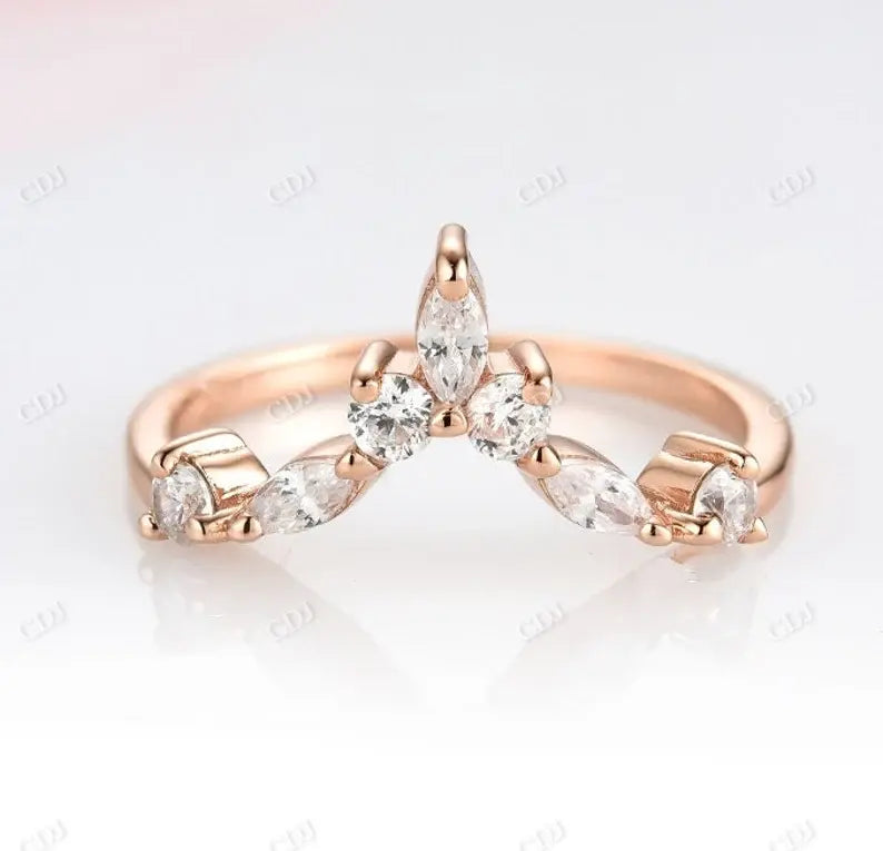 14K White Gold Curved Cluster Diamond Wedding Band customdiamjewel 10KT Rose Gold VVS-EF