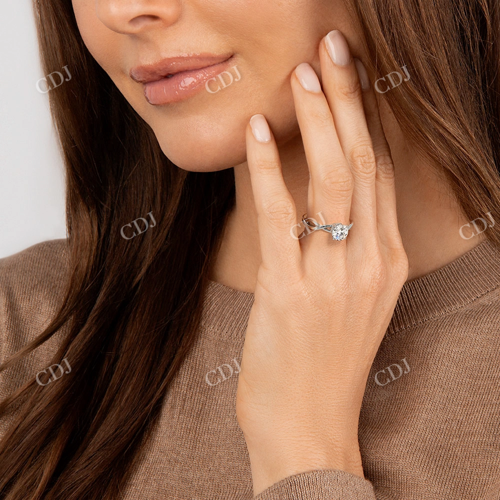 2.03CTW Lab Grown Diamond Solitaire Twisted Engagement Ring customdiamjewel