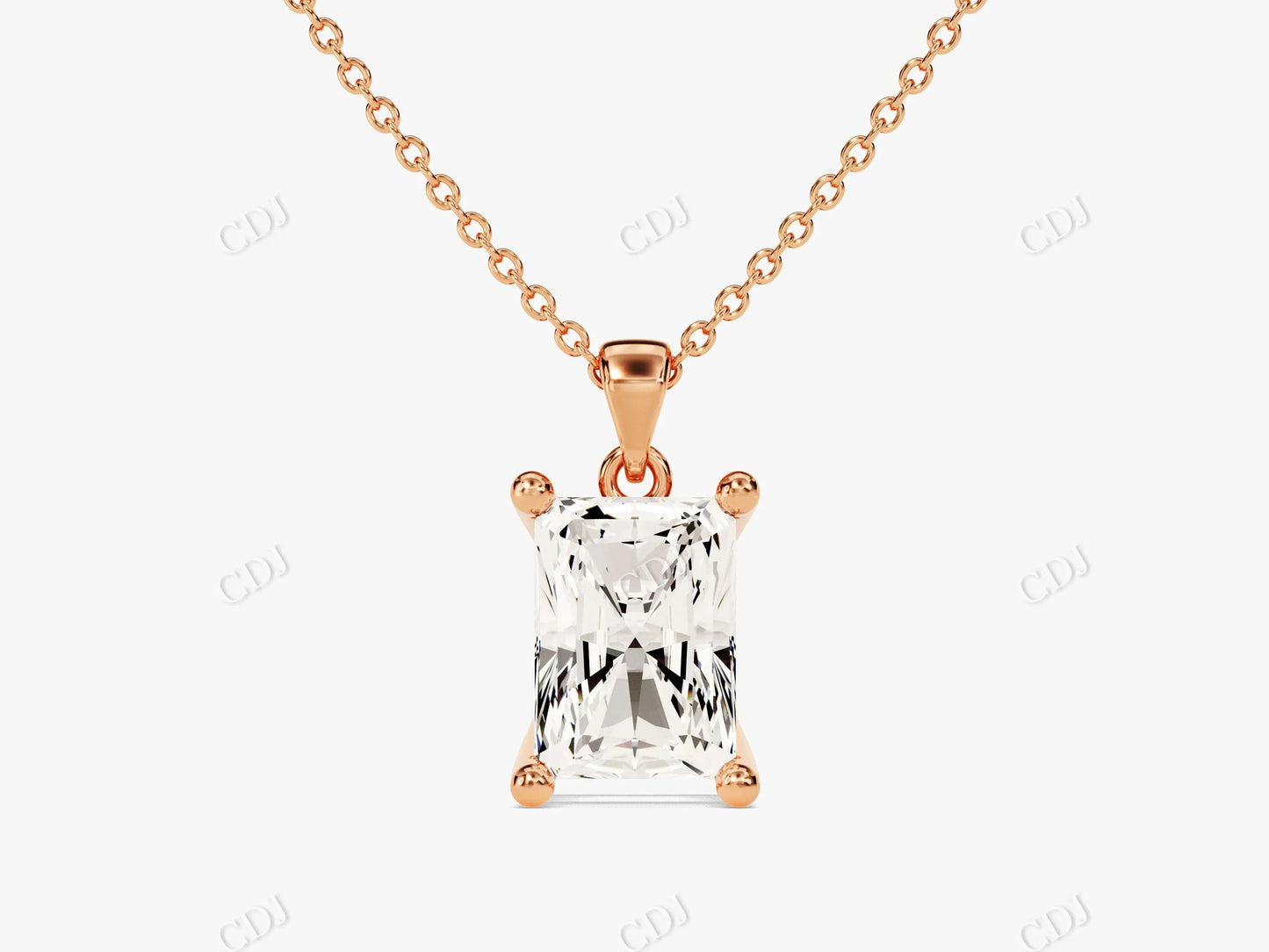 Classic Radiant Cut Moissanite Solitaire Necklace customdiamjewel 10KT Rose Gold VVS-EF