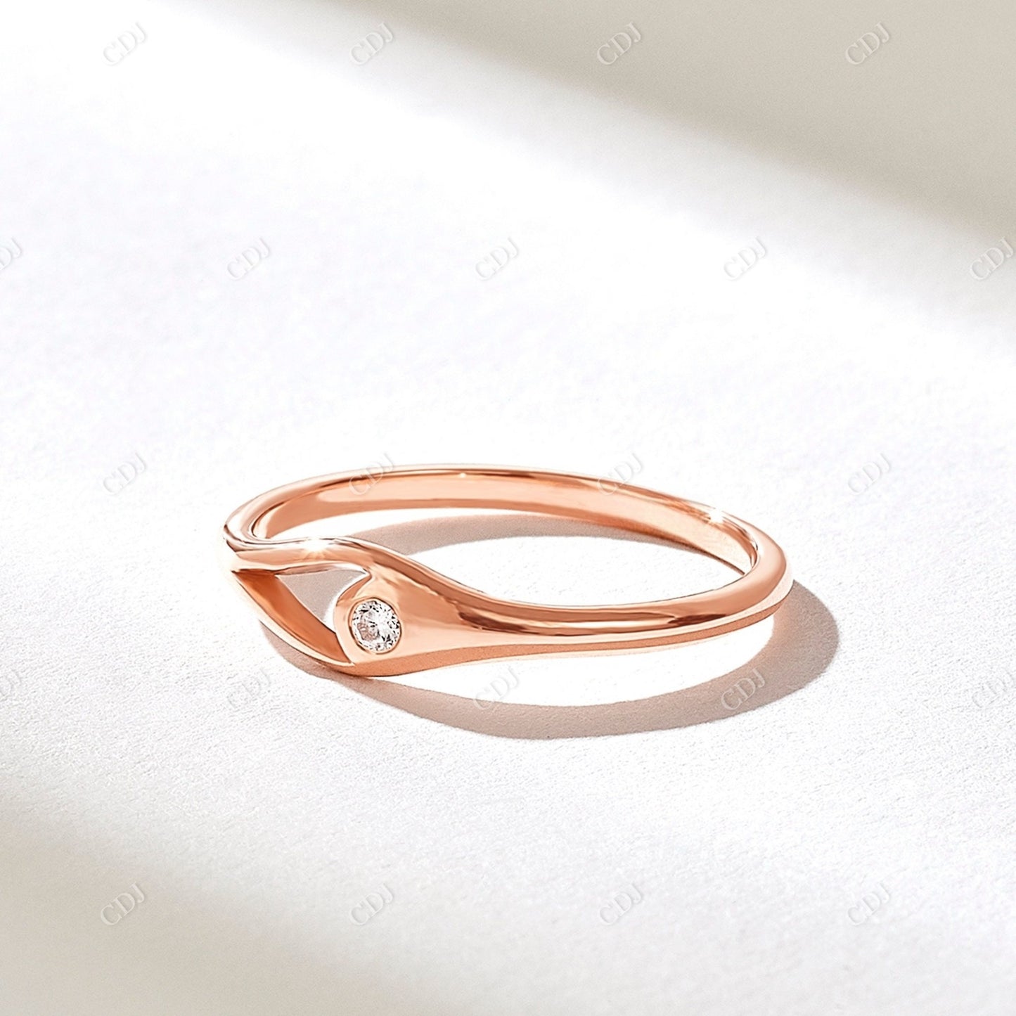 0.06CT Round Natural Diamond Open Bezel Ring customdiamjewel 10KT Rose Gold VVS-EF