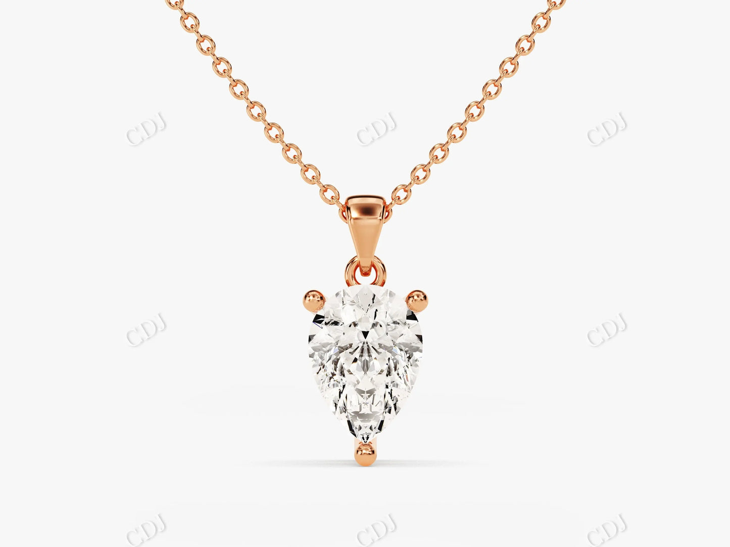 Pear Shaped Moissanite Single Diamond Necklace customdiamjewel 10KT Rose Gold VVS-EF