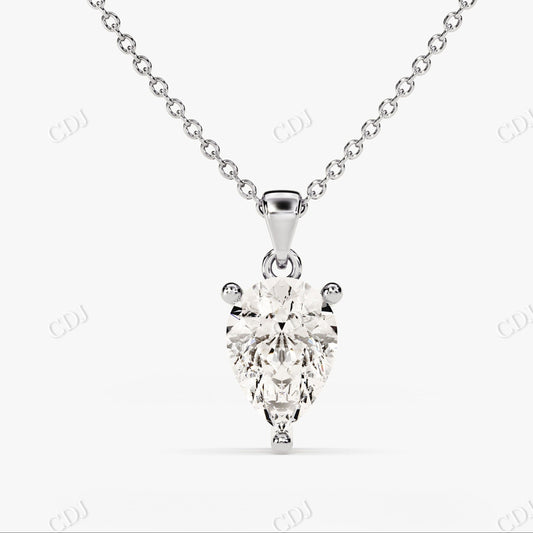Pear Shaped Moissanite Single Diamond Necklace  customdiamjewel 10KT White Gold VVS-EF