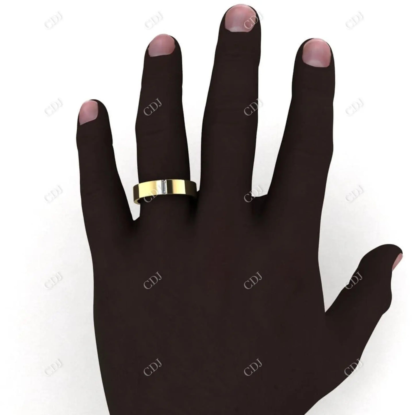 0.10CTW Baguette Lab Grown Diamond Thick Wedding Band customdiamjewel