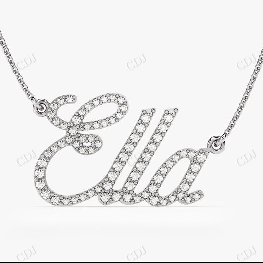 Unique Personalized Moissanite Name Necklace With Cable Chain  customdiamjewel 10KT White Gold VVS-EF
