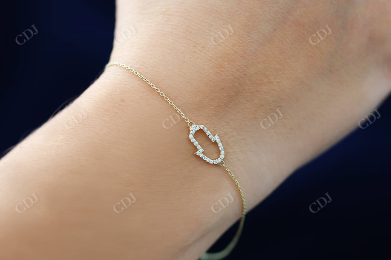 Lab Grown Diamond Hamsa Hand Bracelet customdiamjewel