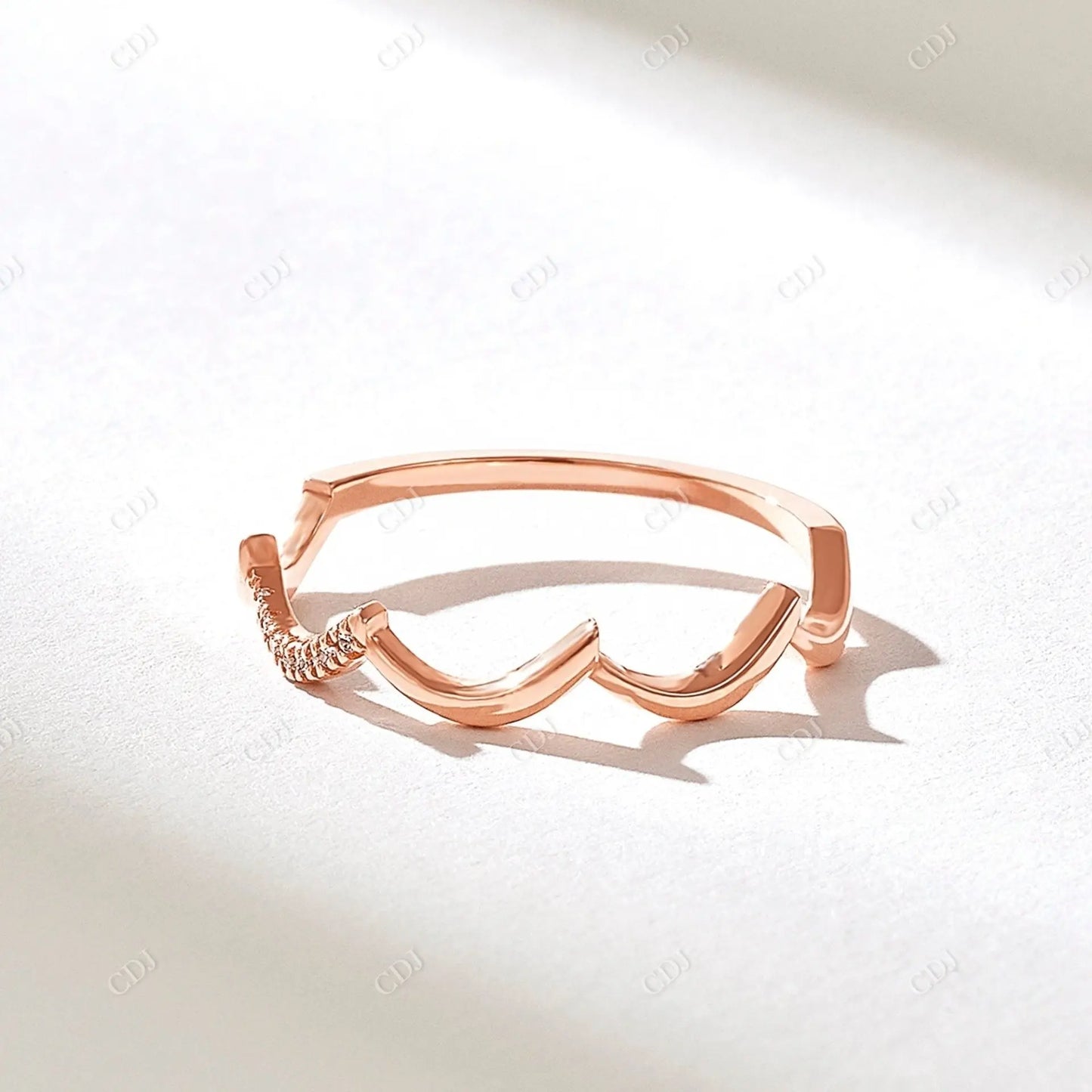0.07CTW Round Cut CVD Ups And Down Curved Wedding Band customdiamjewel 10KT Rose Gold VVS-EF