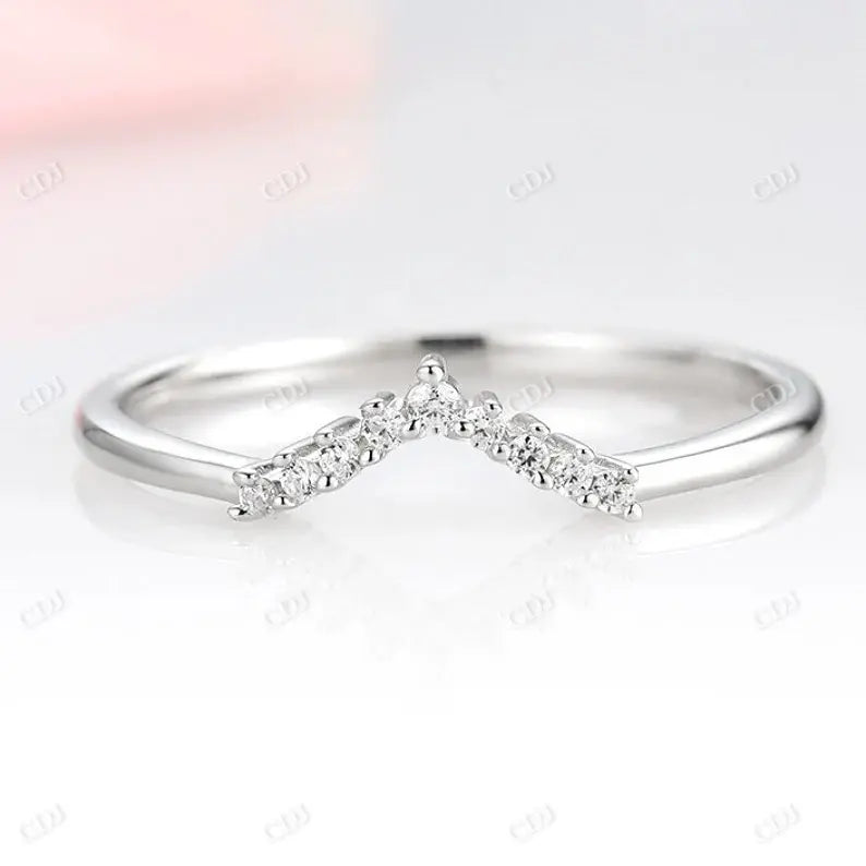 Curved V Shaped Petite Natural Diamond Wedding Band customdiamjewel 10KT White Gold VVS-EF