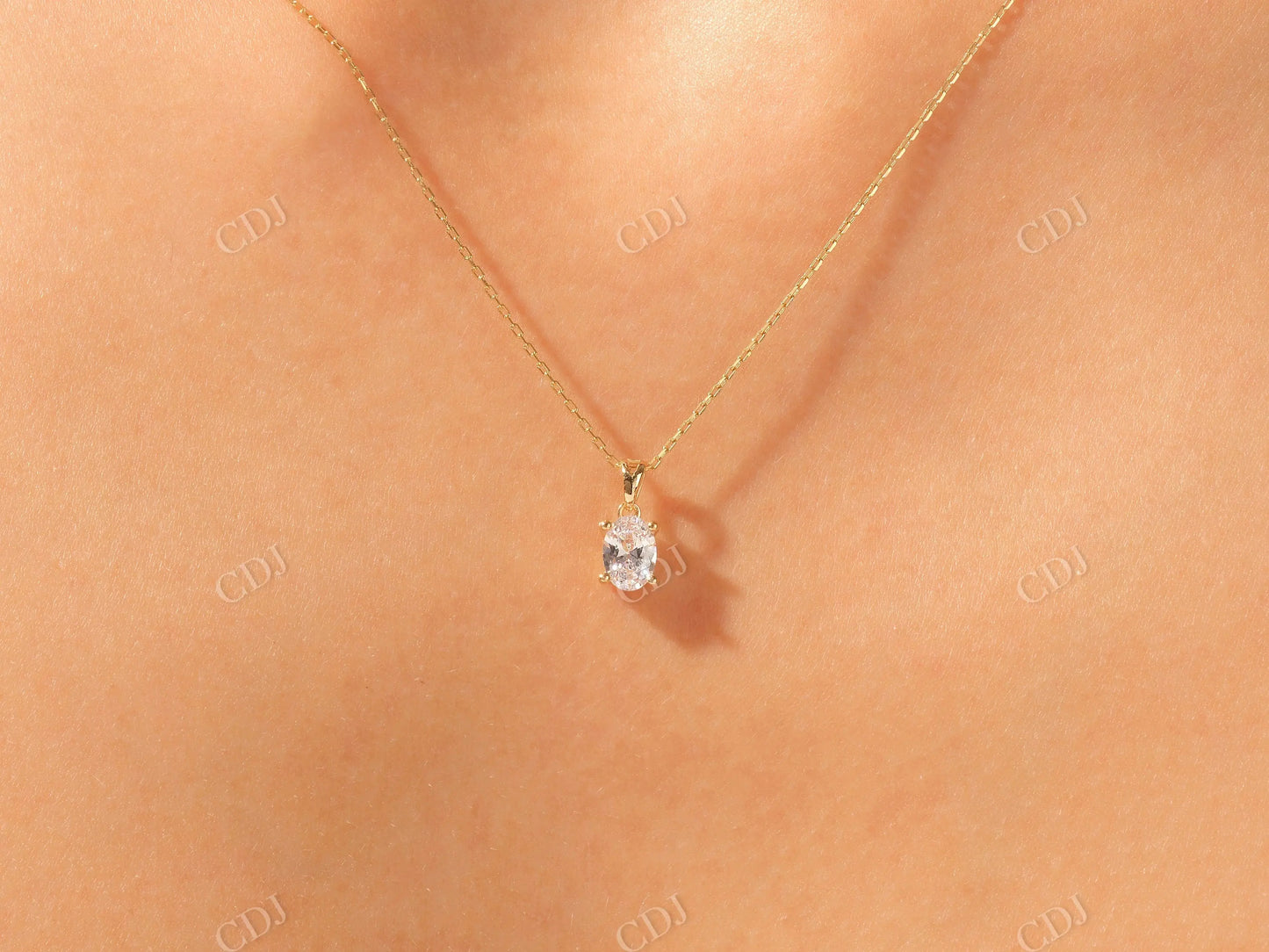Sparkling Oval Moissanite Pendant Necklace with Diamond Accents customdiamjewel