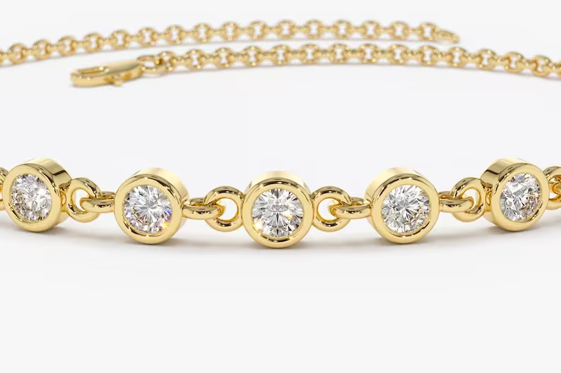 0.50ctw Bezel Set Lab Grown Diamond Bracelet customdiamjewel