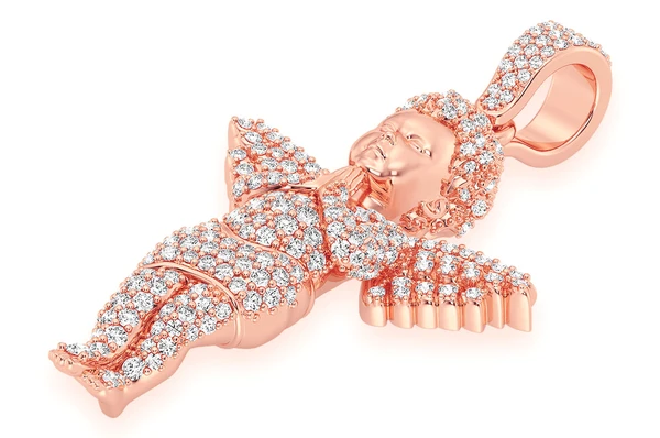1.20CTW Praying Cherub Angle Diamond Pendant customdiamjewel