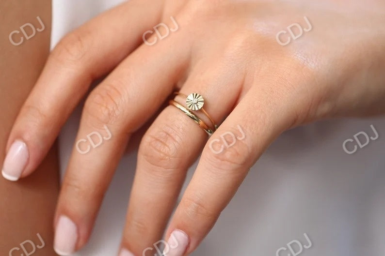 14k Bezel Setting Ballerina Disc Solitaire Diamond Wedding Ring customdiamjewel