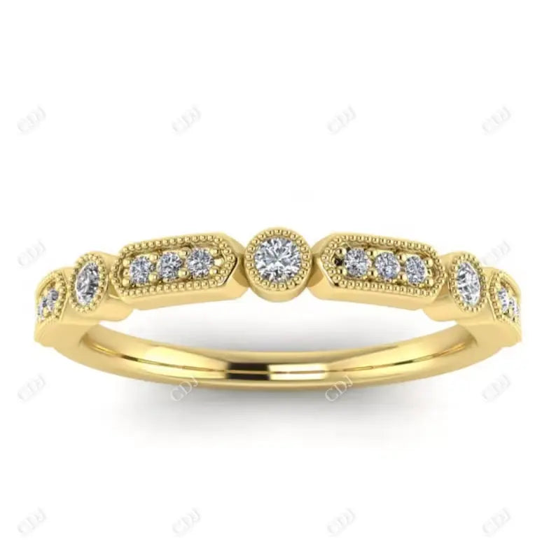Vintage Milgrain 0.13CT Diamond Stackable Band customdiamjewel 10 KT Yellow Gold VVS-EF