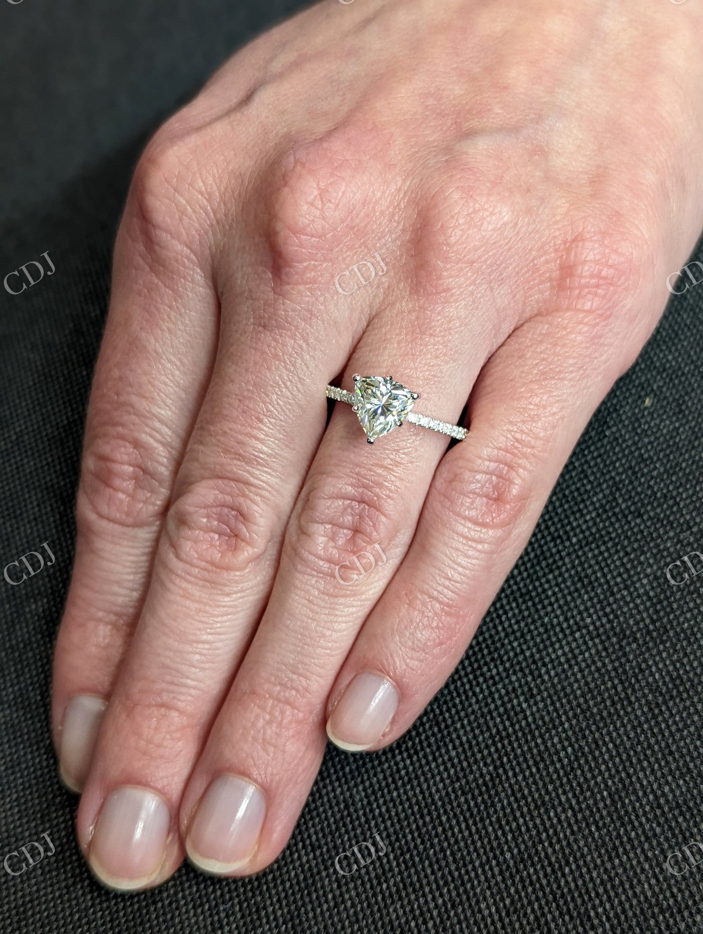 Trillion Cut Moissanite Diamond Half Eternity Engagement Ring customdiamjewel