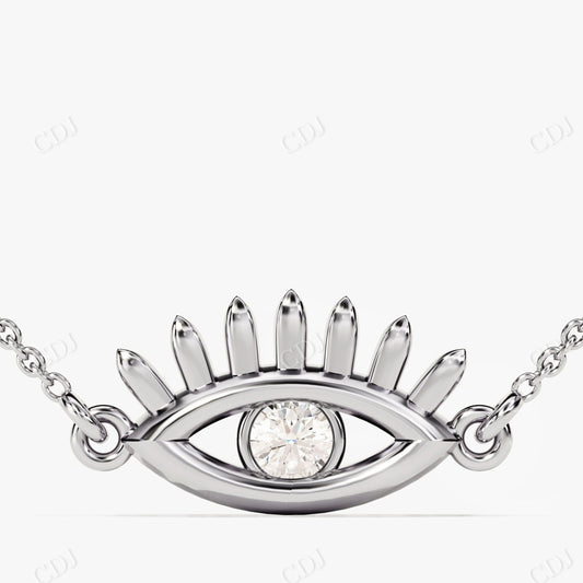 0.10CTW Round Shape Moissanite Evil Eye Necklace  customdiamjewel 10KT White Gold VVS-EF