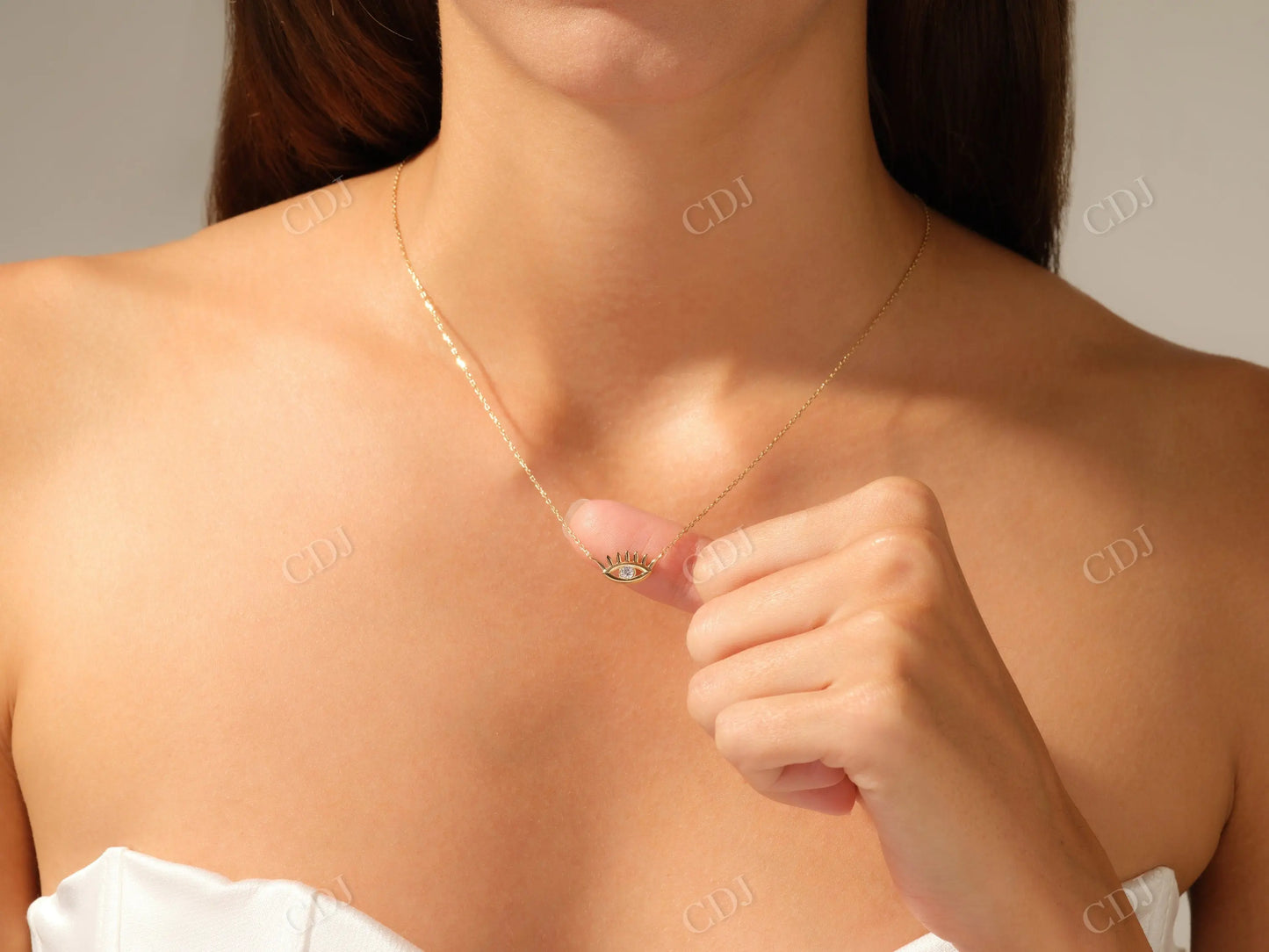 0.10CTW Round Shape Moissanite Evil Eye Necklace customdiamjewel