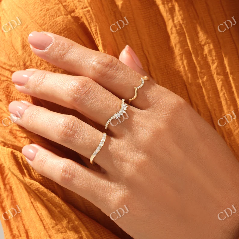 0.25CTW Baguette Curved Natural Diamond Wedding Band customdiamjewel
