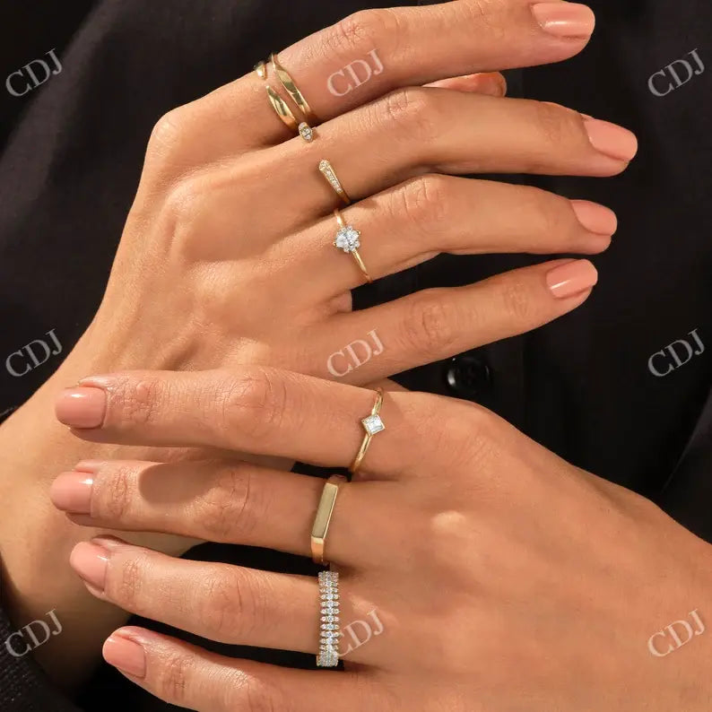 0.55CTW Round Cut Lab Grown Diamond Half Eternity Wedding Band customdiamjewel